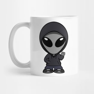 Gray Alien With Fist Raised Mug